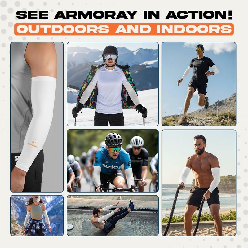 ARMORAY Arm Sleeves - Tattoo Cover Up & UV Protection - Unisex Adults - White - One Size Fits Most - Image 5